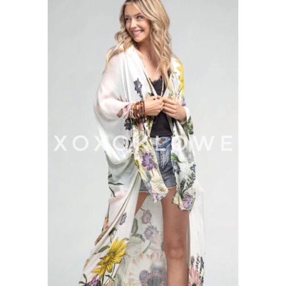 Floral Print Longline Maxi Duster Kimono - Picture 8 of 9